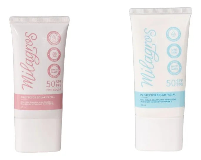 Protector Solar Facial Con Color Y Sin Color Milagros