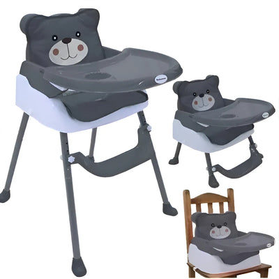 Silla Comedor Oso 3 En 1 Portatil Doble Altura Bebesitos Color Azul