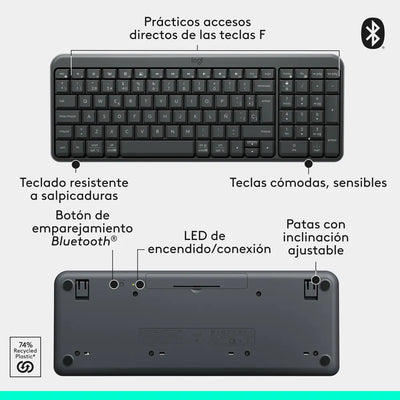 Teclado Inalámbrico Bluetooth Logitech K250 Negro