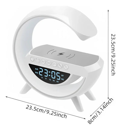 Parlante G Bluetooth Lámpara Rgb Carga Inalámbrica, Reloj Blanco