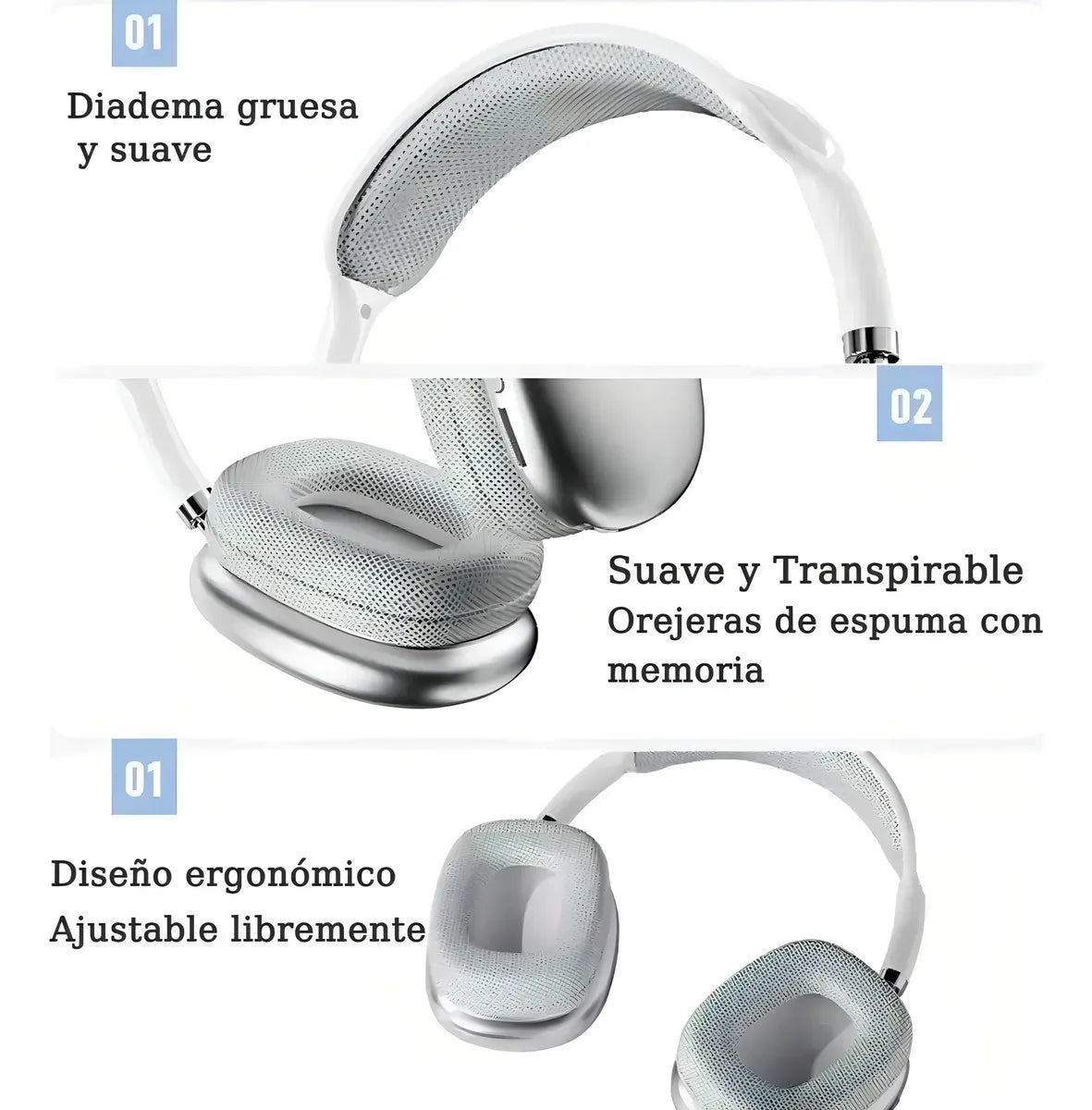 Audifonos Diadema Inalambricos Bluetooth Com Mic Ajustables JE1001 P9 color Negro