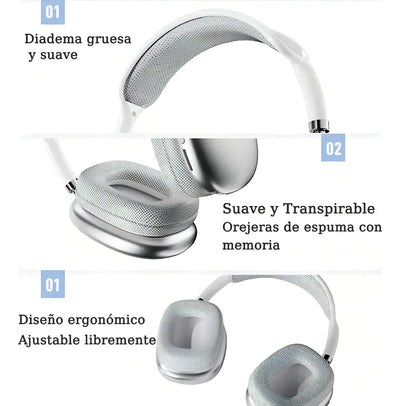 Audifonos Diadema Inalambricos Bluetooth Com Mic Ajustables JE1001 P9 color Negro
