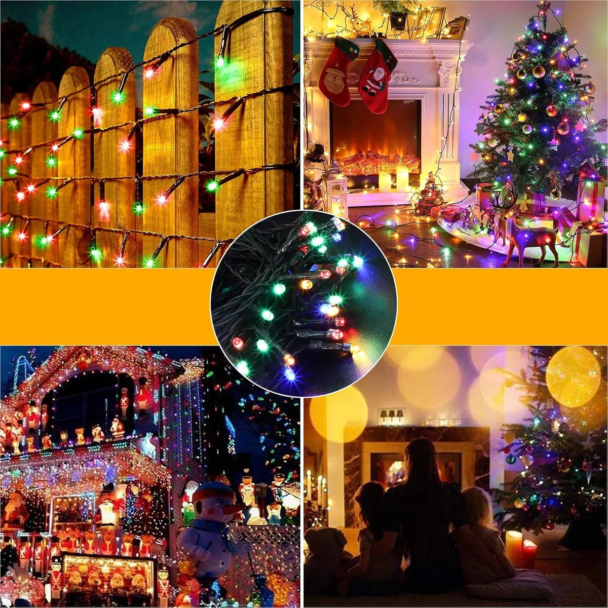 Luces Navidad Solar Exteriores 22 Metros Guirnalda 200 Leds Luces Multicolor