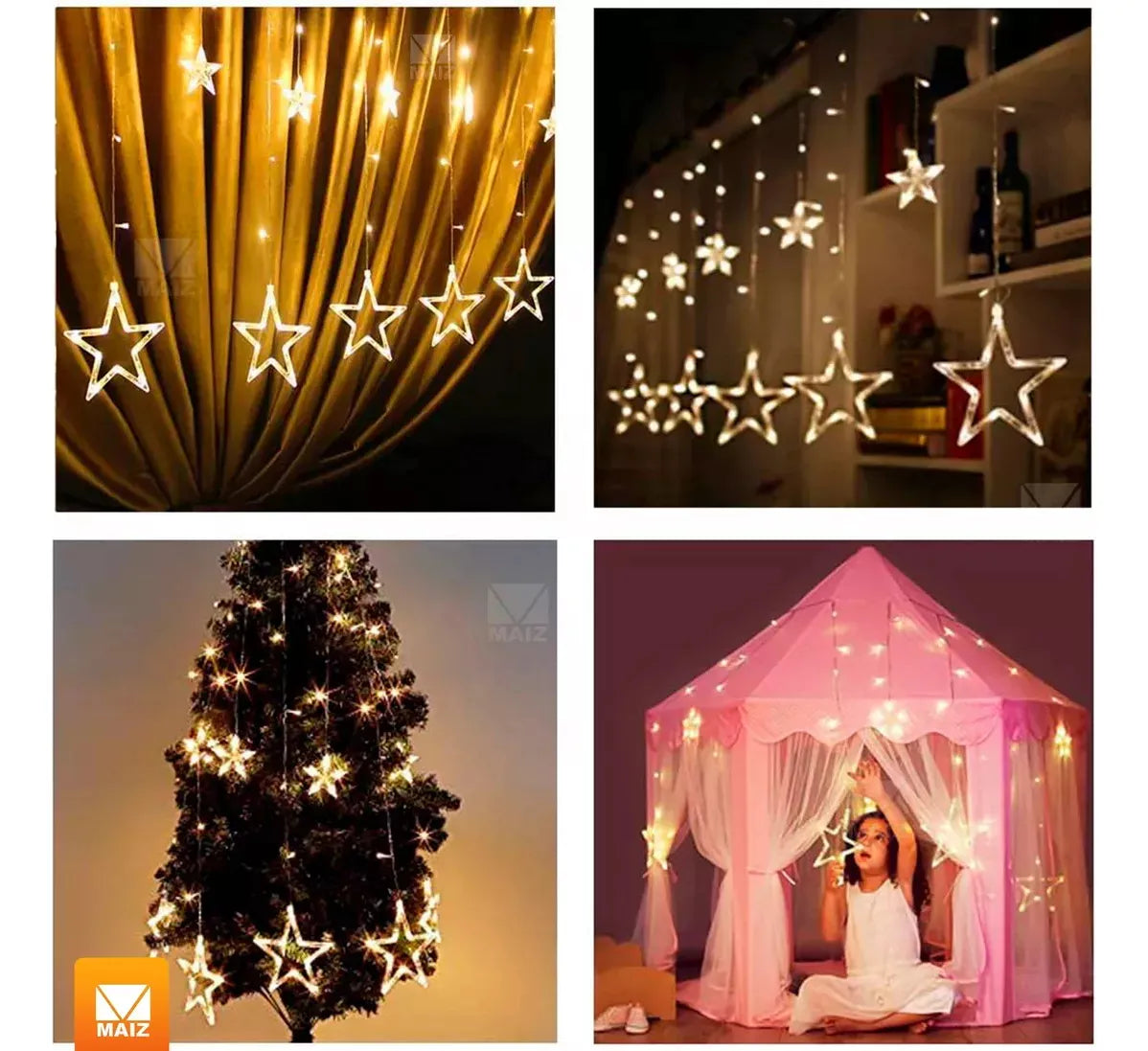 Extensión Luces Led Estrella X6 M Luz Navidad Amarilla Cálido