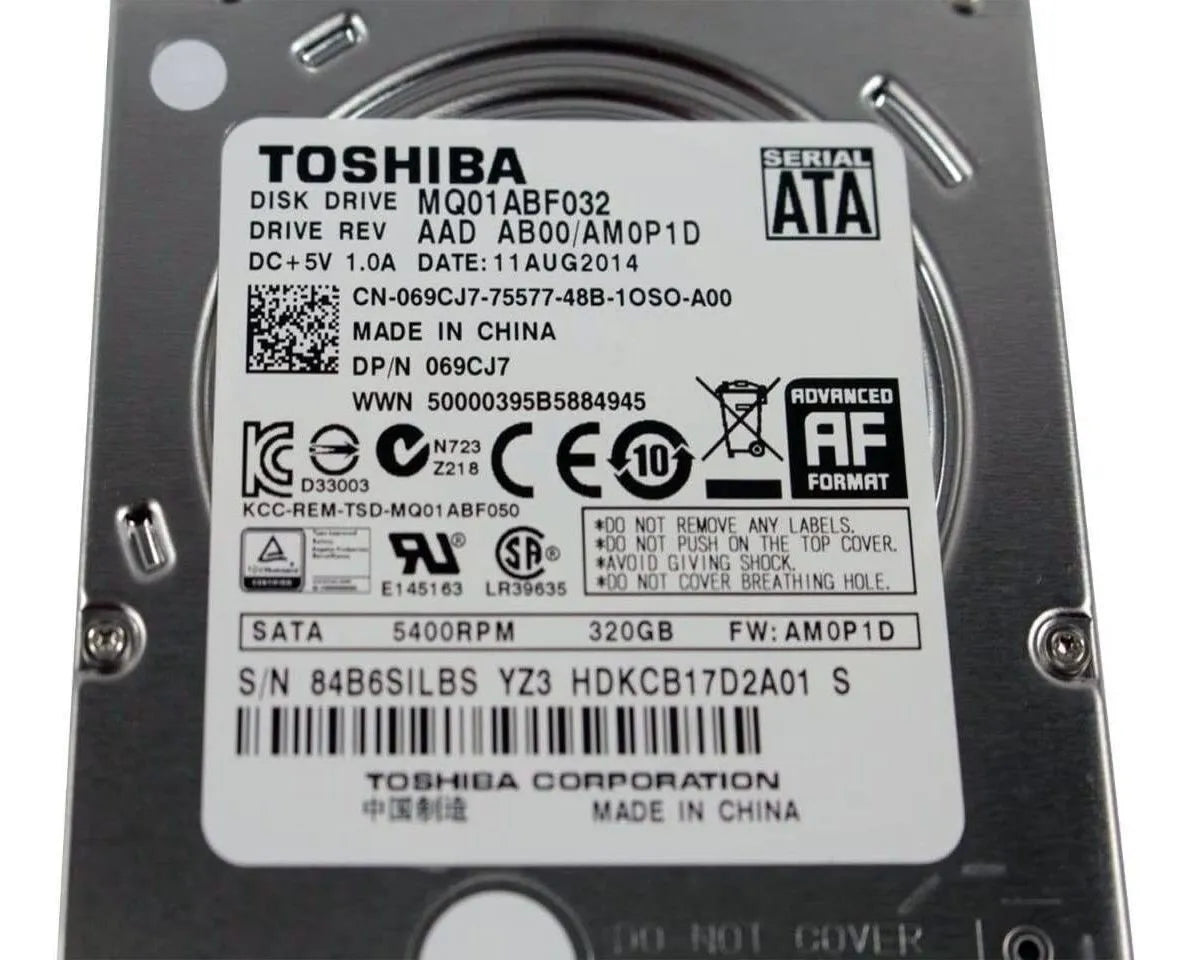 Disco Duro Toshiba Sata 320gb 2.5 Portatil Pull Usado Plateado