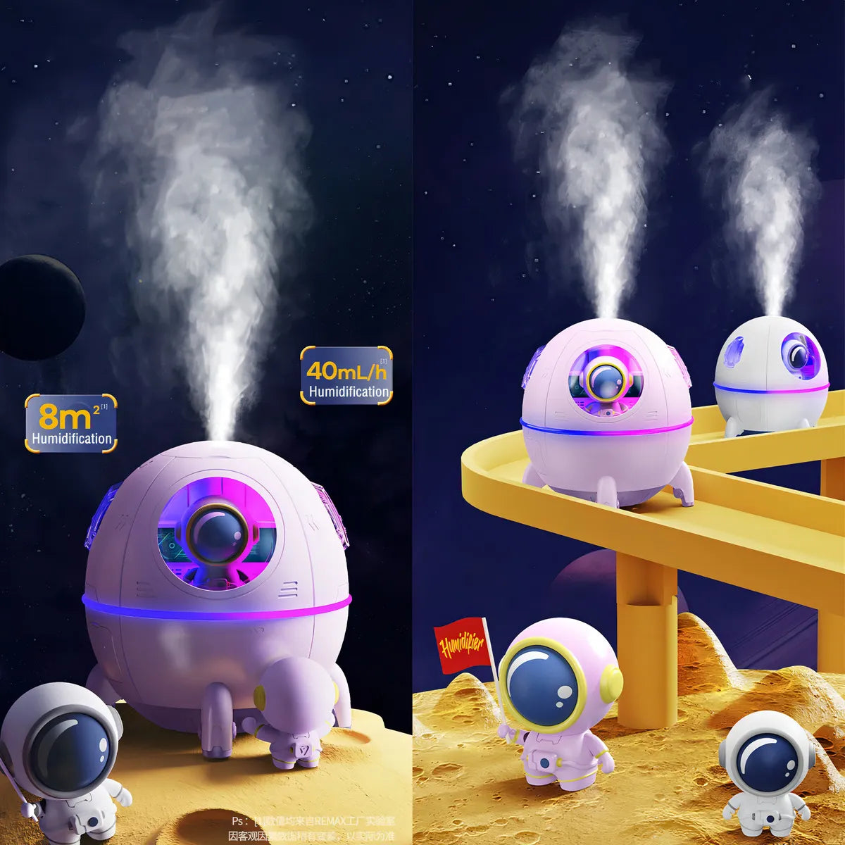 Humidificador de aire Astronaut, difusor espacial, tamaño mini, color blanco, para niños