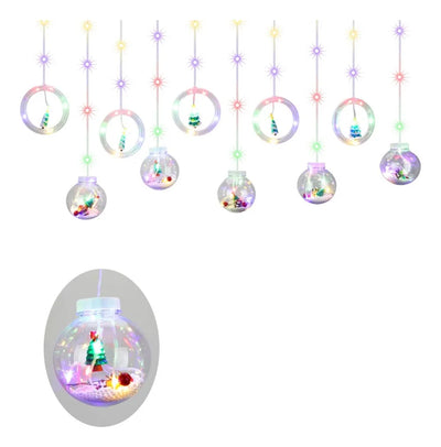 Cortina Instalación Luces Navideñas Árbol Navidad Papá Noel Multicolor