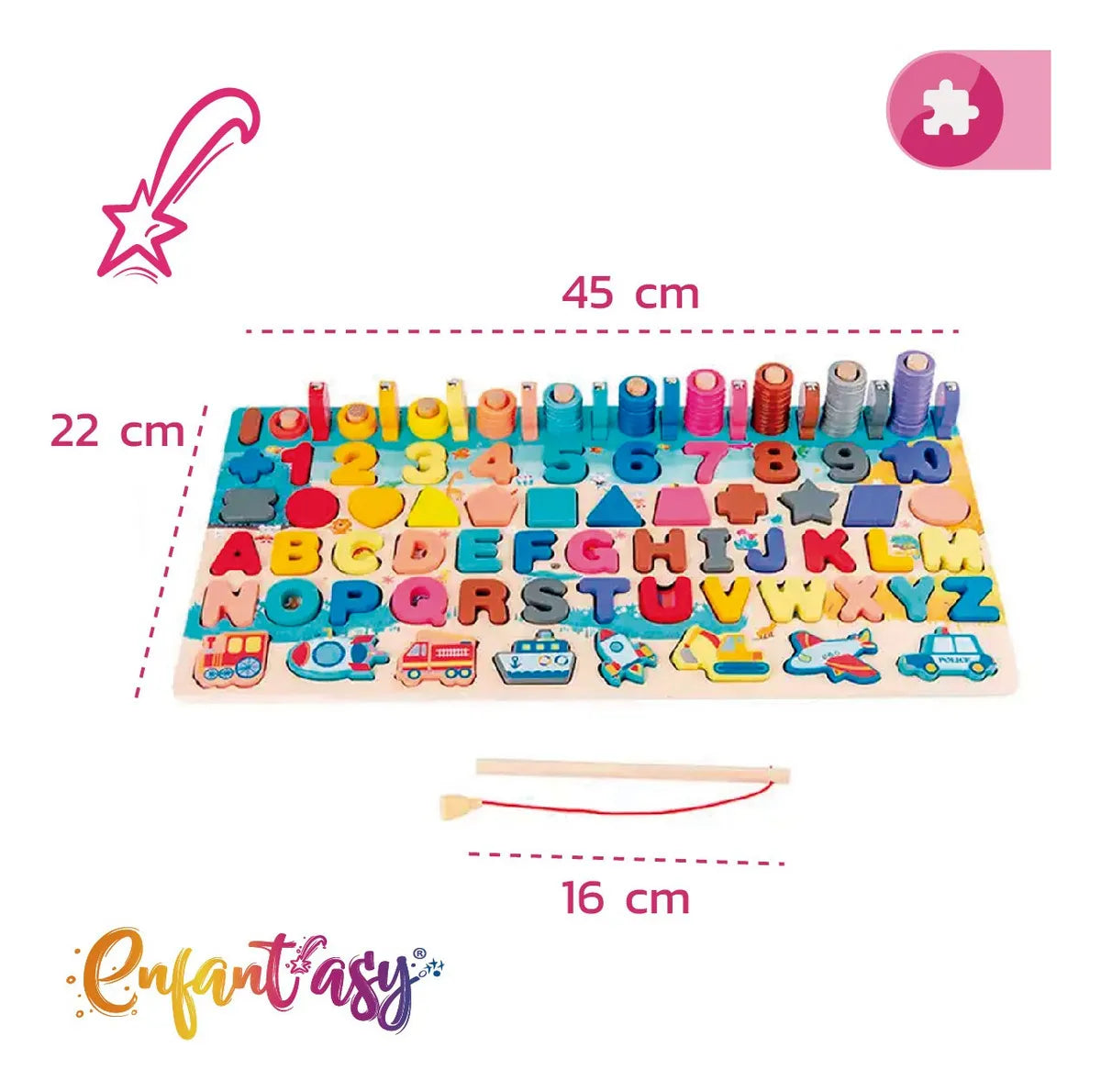 Tablero Didáctico Madera Juego Alfanumérico Infantil Encajar