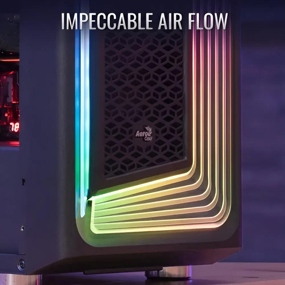 Chasis Gabinete Gamer Aerocool Interstellar + Rgb 5 Fans Color Negro