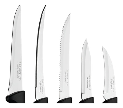 Cuchillos Tramontina Acero Inox Y Polipropileno Negro 9 Pzas