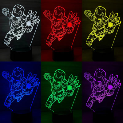 Lámpara De Noche Led Iron Man Holograma Regalo Decoración Negra