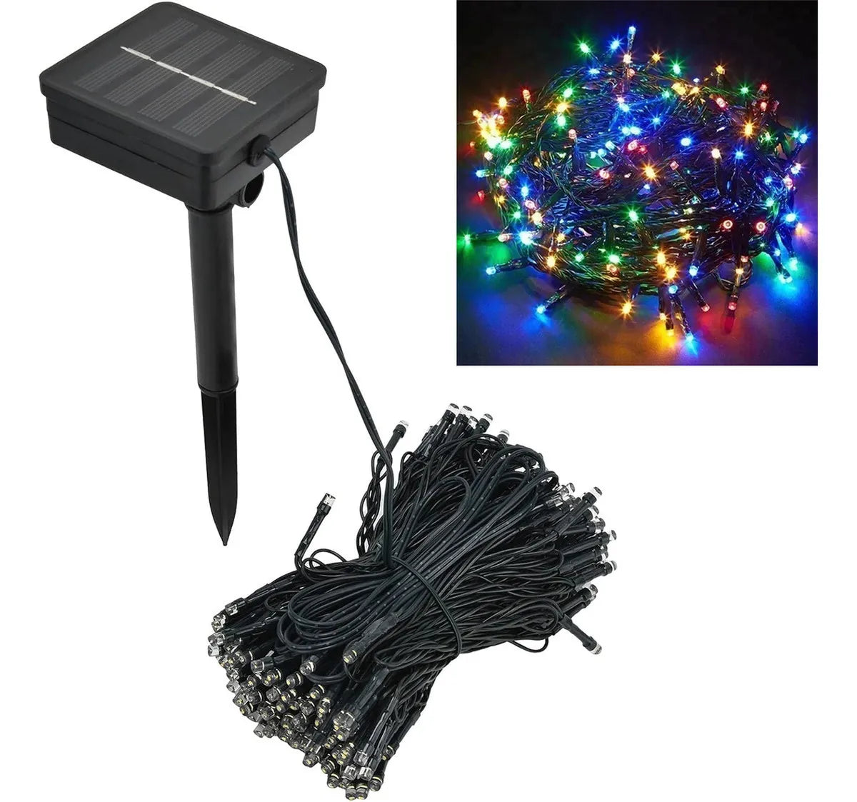 Luces Navidad Solar Exteriores 22 Metros Guirnalda 200 Leds Luces Multicolor