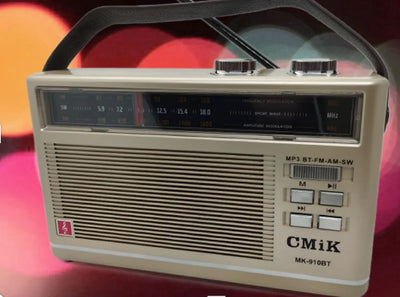 Radio Multibandas Mp3 Portatil Recargable Blue Sonido Claro Dorado