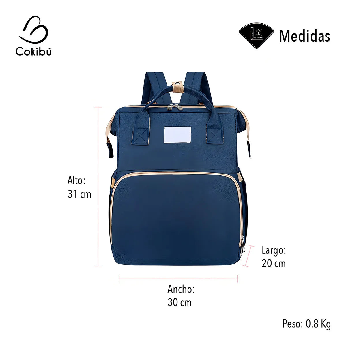Pañalera Morral 3 En 1 Color Azul Cokibú Color Azul Oscuro Diseño De La Tela Oxford