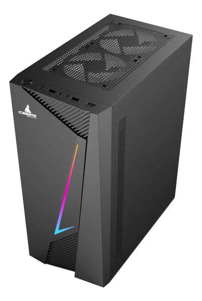 Torre Gabinete Caja Gamer Iceberg Flux Elite + 1 Ventilador Negro