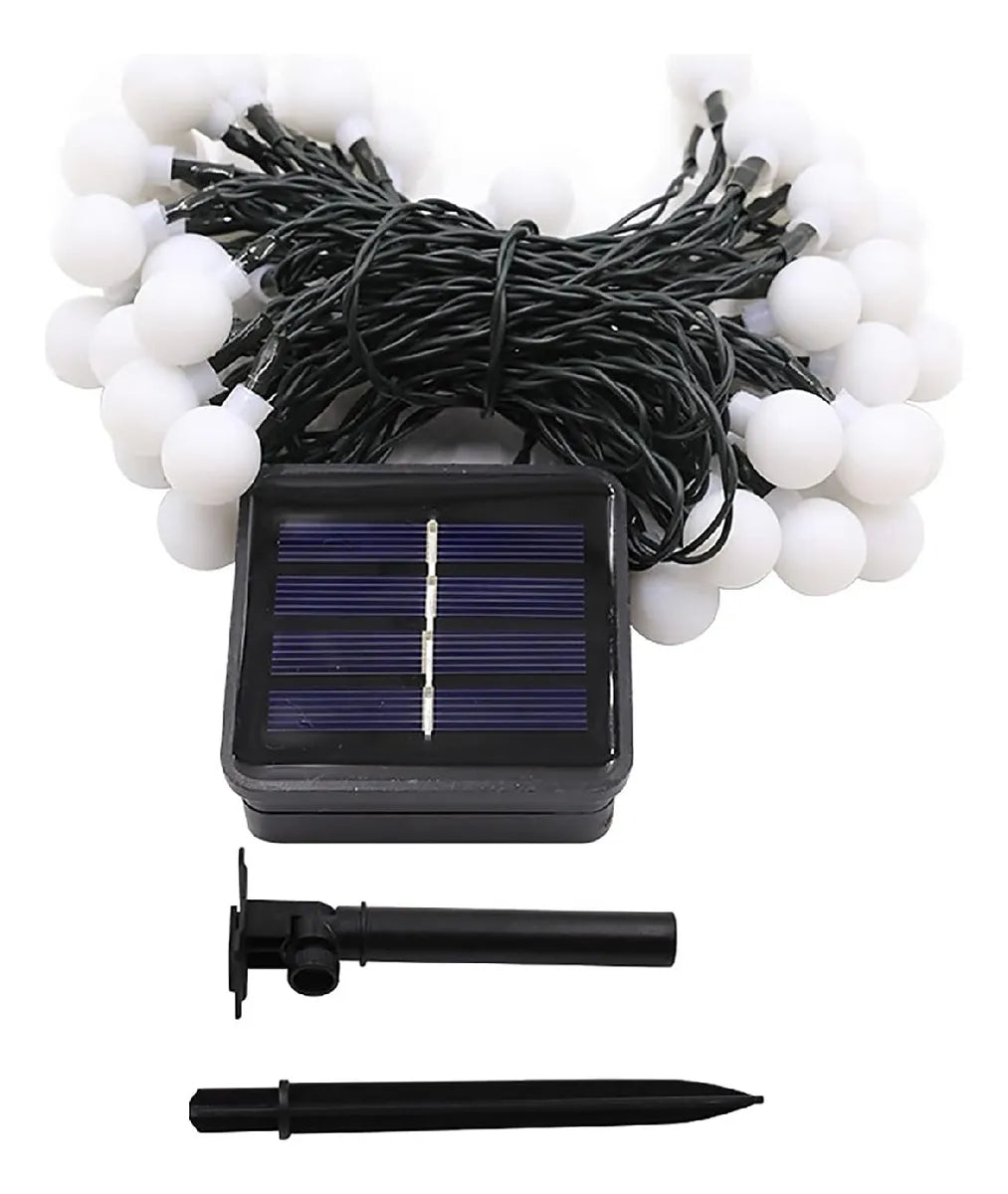 Luces Navideñas 10 Metros Panel Solar Rgb Secuencial Decora