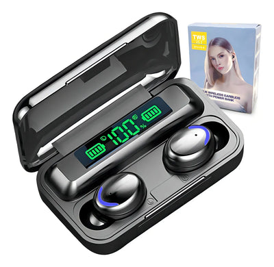 Audifonos Bluetooth Inalambricos Tactiles Led Tws F9-5 Color Negro