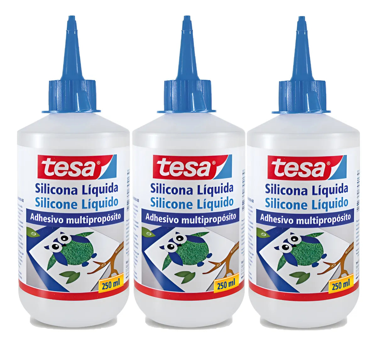 Pack X3 Und De Silicona Liquida 250 Ml Tesa Sin Color