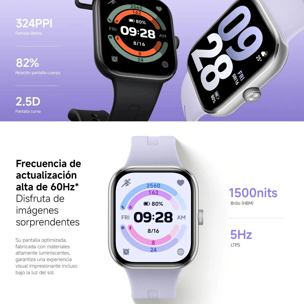 Xiaomi Redmi Watch 5, Smartwatch Llamadas Bluetooth 5atm Gnss, Gris Blanco Blanco Blanco