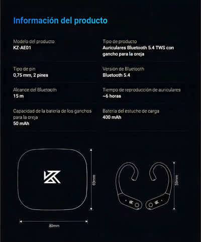 Modulo Kz Ae01 Gancho Inalámbricos Bluetooth 5.4 C Pin Color Negro Luz Negro