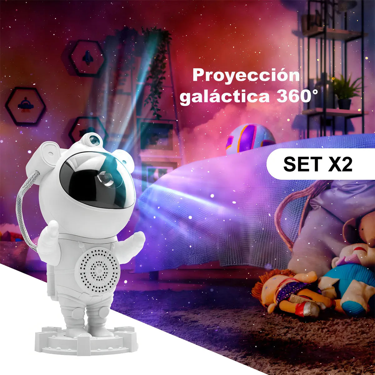 Lámpara Astronauta Proyector 360 De Estrellas Con Altavoz Bluetooth, Luz LED Multicolor Giratoria, Ideal Para Decoración De Cuartos, Regalo Original Para Niños Y Adultos.