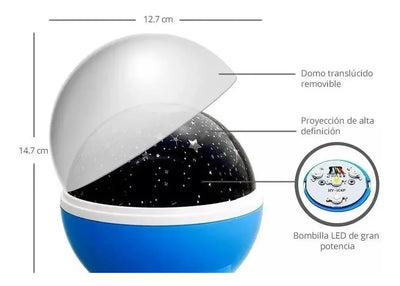 Lampara Proyector Giratorio Estrellas Luz Regalo Niños Bebé - Multicolor