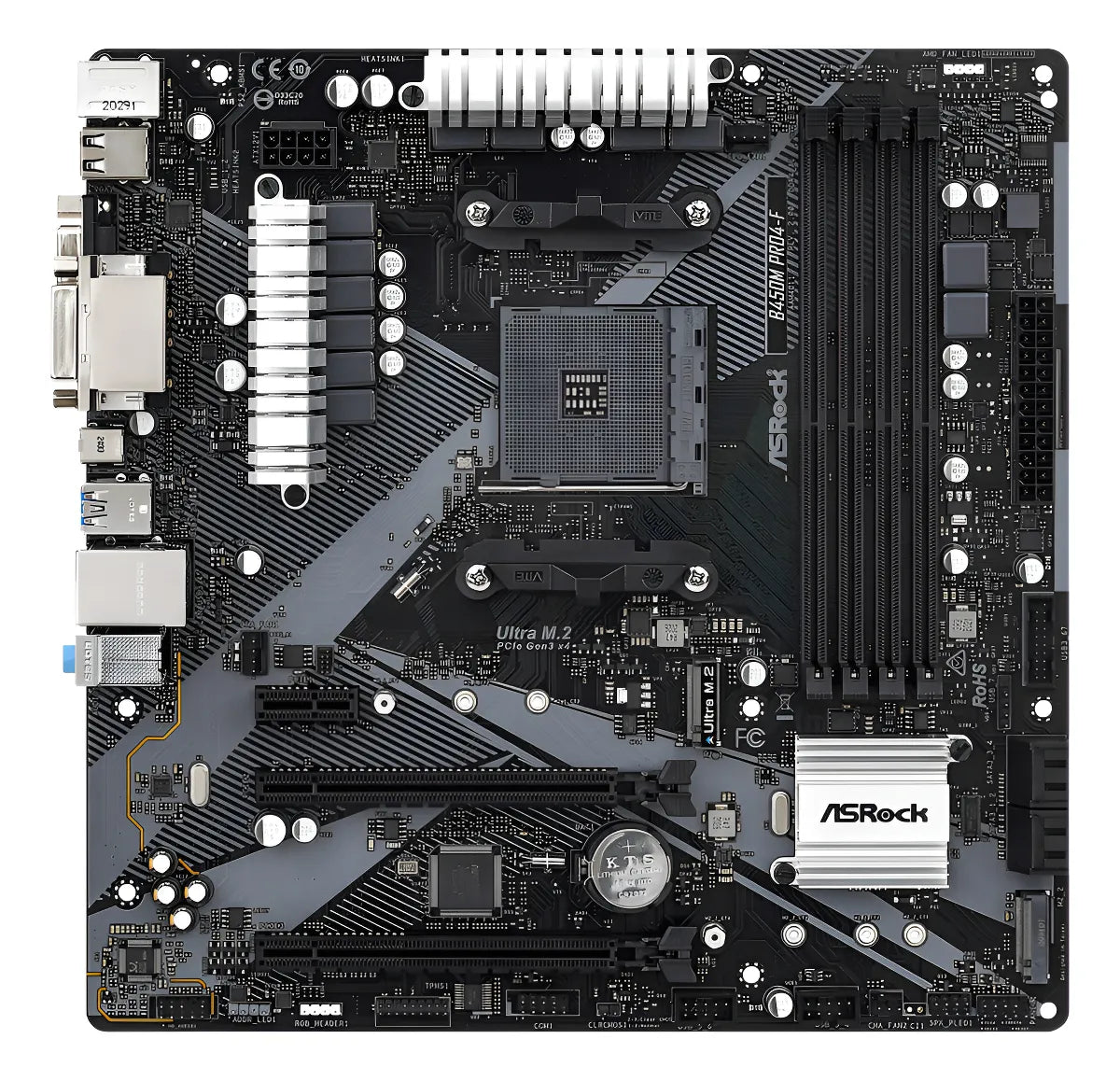 Motherboard Asrock B450m Pro4-f Socket Am4 M.2 Ddr4 Mother Color Negro