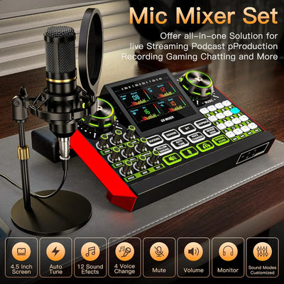 Micrófono G9 Podcast Con Efectos De Voz Y Tarjeta De Sonido