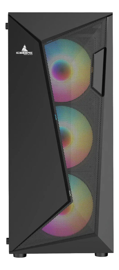 Chasis Gabinete Caja Gamer Iceberg Flow D Negro 4 Fan Argb