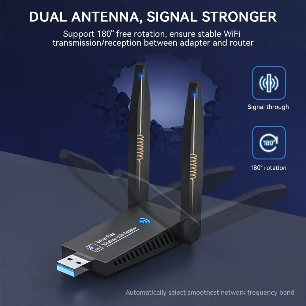 Adaptador Wifi 5ghz Usb 3.0 Dual 5g 1300mbps + Bluetooth 5.0