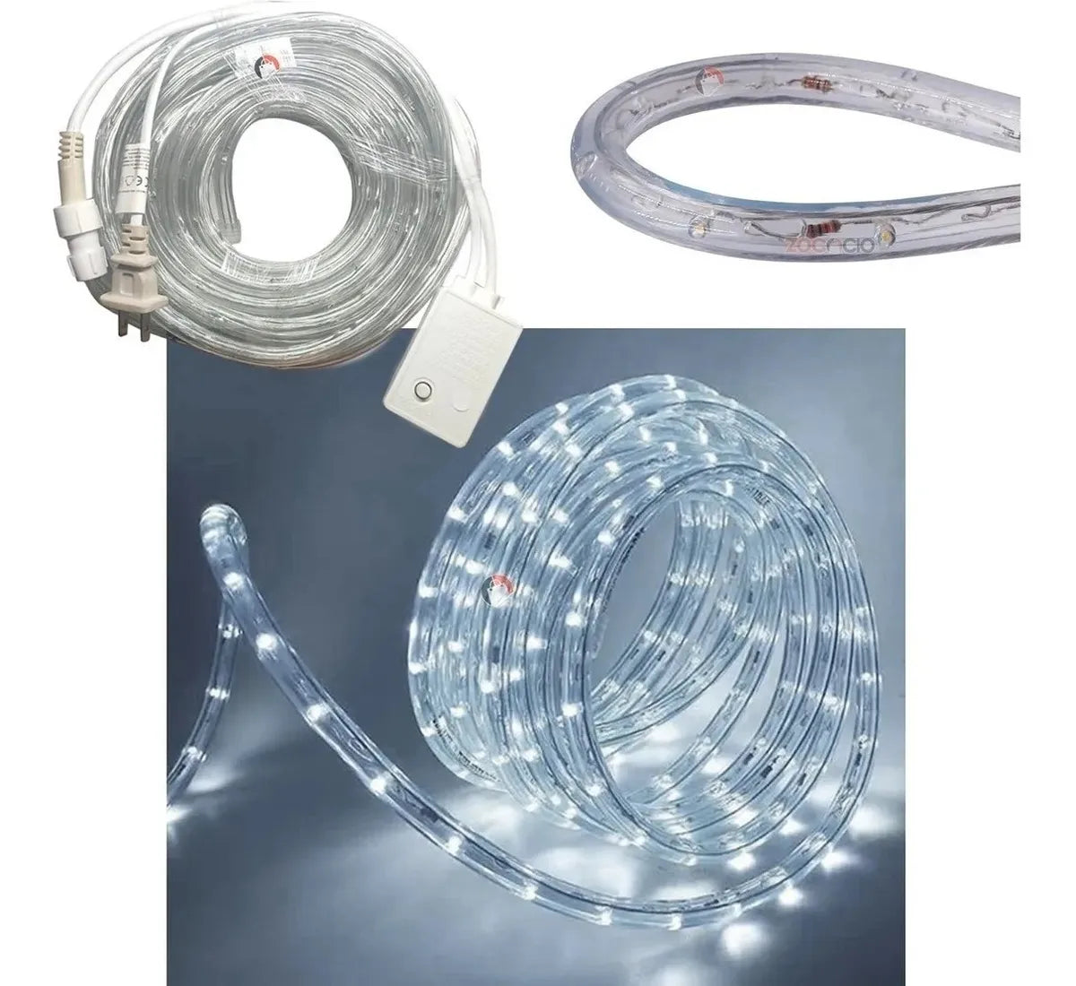 Manguera Led 3 Vias Luces Navideñas X 40mt Blanco Hielo