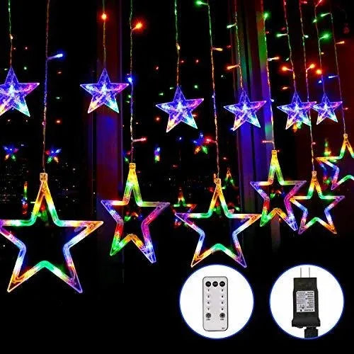 Luces De Cortina Star, 138 Led, 12 Estrellas, Luces Navideñ
