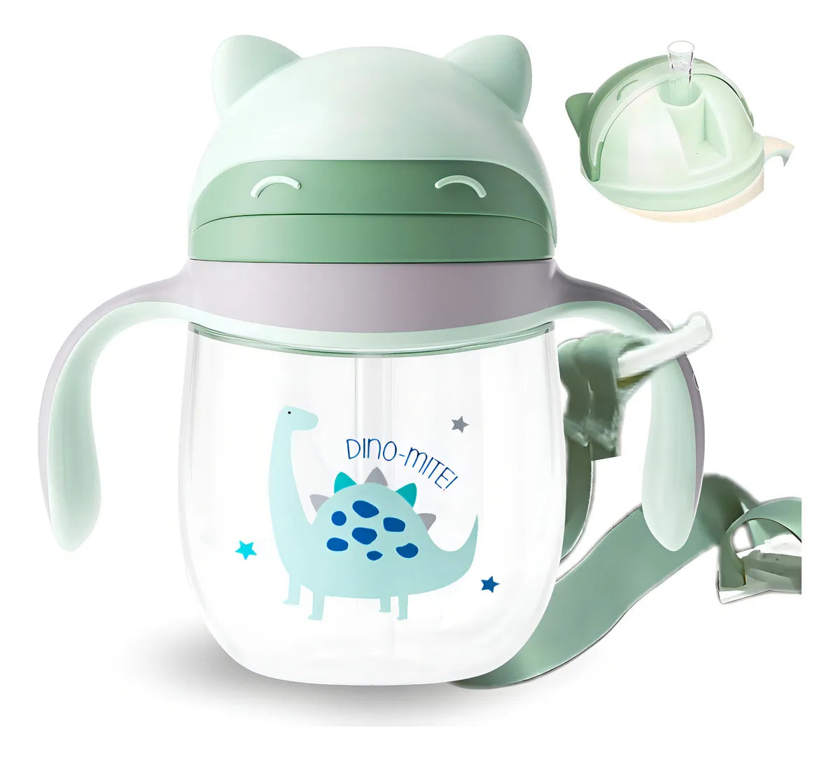 Vaso Entrenador Para Bebe Pitillo 360° Tritan Con Colgadera Color Verde Musgo