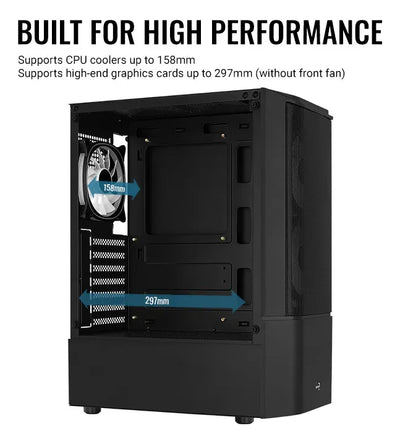 Gabinete Gamer Aerocool Quantum Mesh 3 Ventiladores Argb Neg Negro