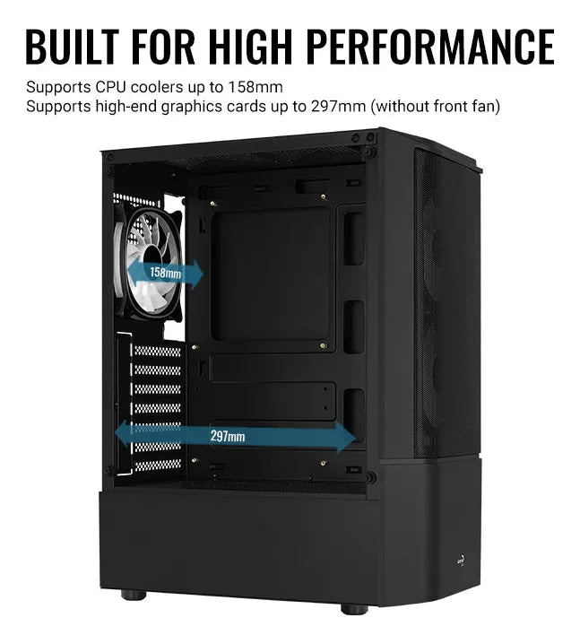 Gabinete Gamer Aerocool Quantum Mesh 3 Ventiladores Argb Neg Negro