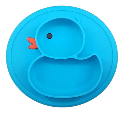 Plato Silicona Antideslizante Para Bebé Hydg-1 Color Azul Pato