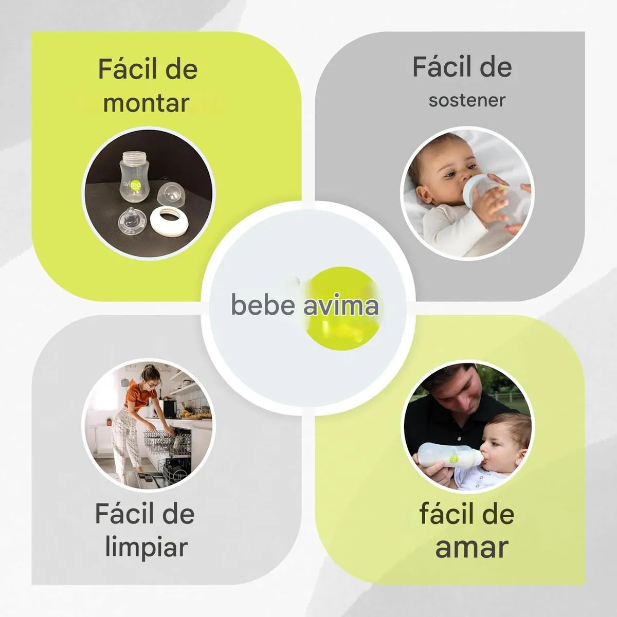 Biberon Tetero Anti Colicos Para Bebe Silicona Kit 8 Avima Blanco Con Letras