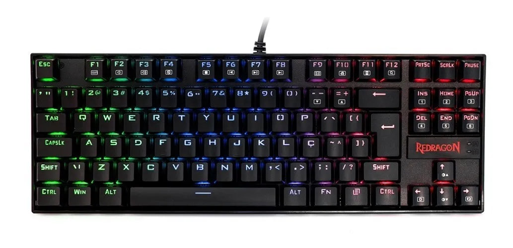 Teclado Redragon Kumara QWERTY Outemu Blue español latinoamérica color negro con luz RGB