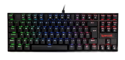 Teclado Redragon Kumara QWERTY Outemu Blue español latinoamérica color negro con luz RGB