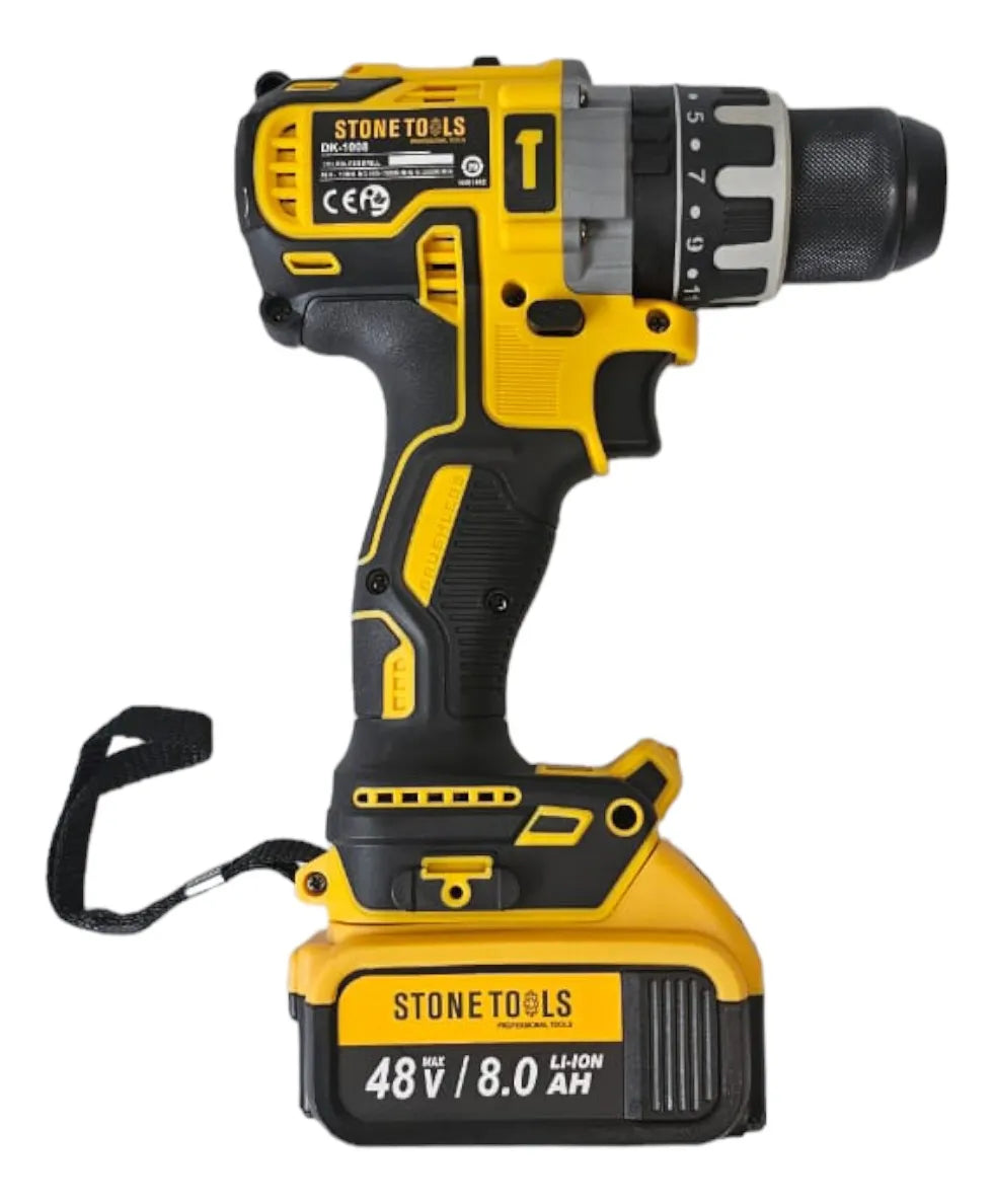 Taladro Percutor Inalámbrico 13mm 48v Brushless + Accesorios Amarillo 50/60