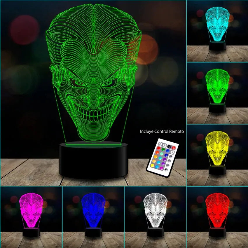 Lámpara De Noche Led Joker Guasón Batman Dc Regalo Holograma - Negro