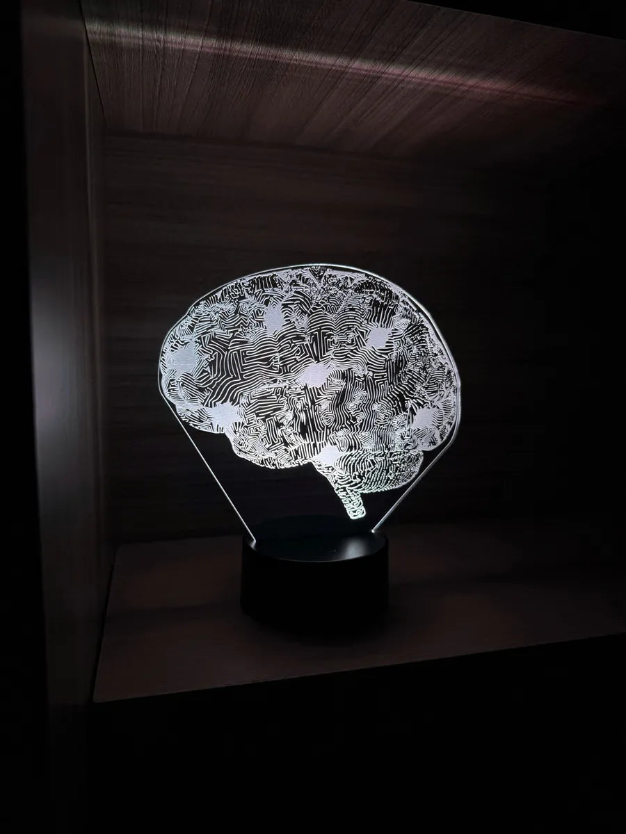 Lámpara De Noche Led Cerebro Holograma Regalo Decoración Negra