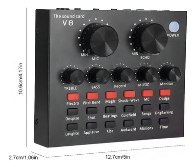 Interfaz de audio Live Sound Card V8 negra