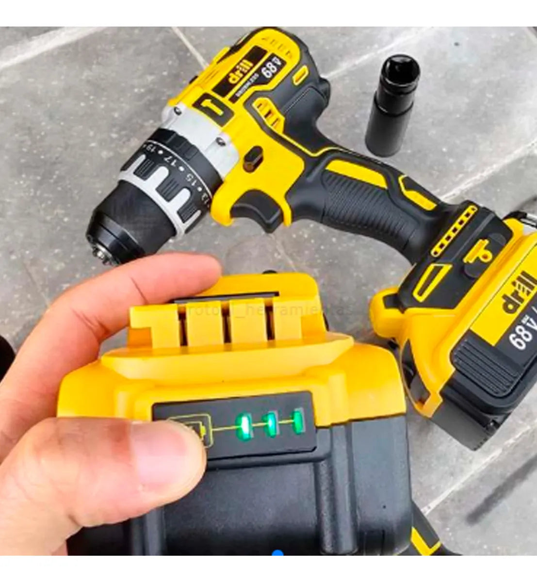 Combo Taladro Inalámbrico 13mm Y Pistola Impacto 68v - Amarillo - 50hz/60hz