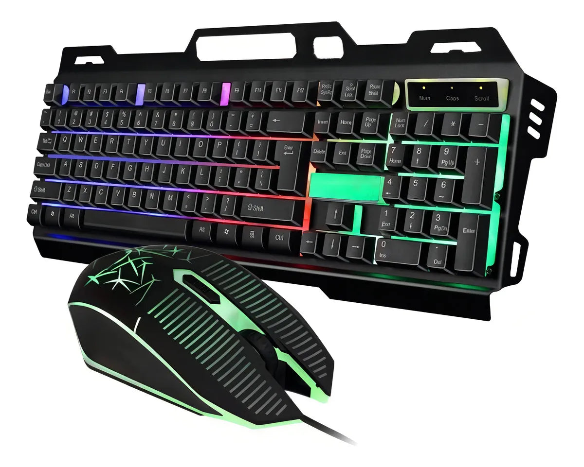 Teclado Mouse Gamer Retroiluminado Metalico Cmk 198 Color del teclado Negro