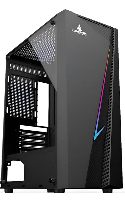 Caja Gabinete Gamer Iceberg Flux Elite Argb Vidrio Fan 120 Negro