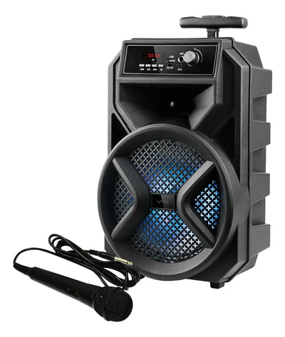 Parlante Recargable 30w Rms Vta Con Micrófono Y Bluetooth Color Negro
