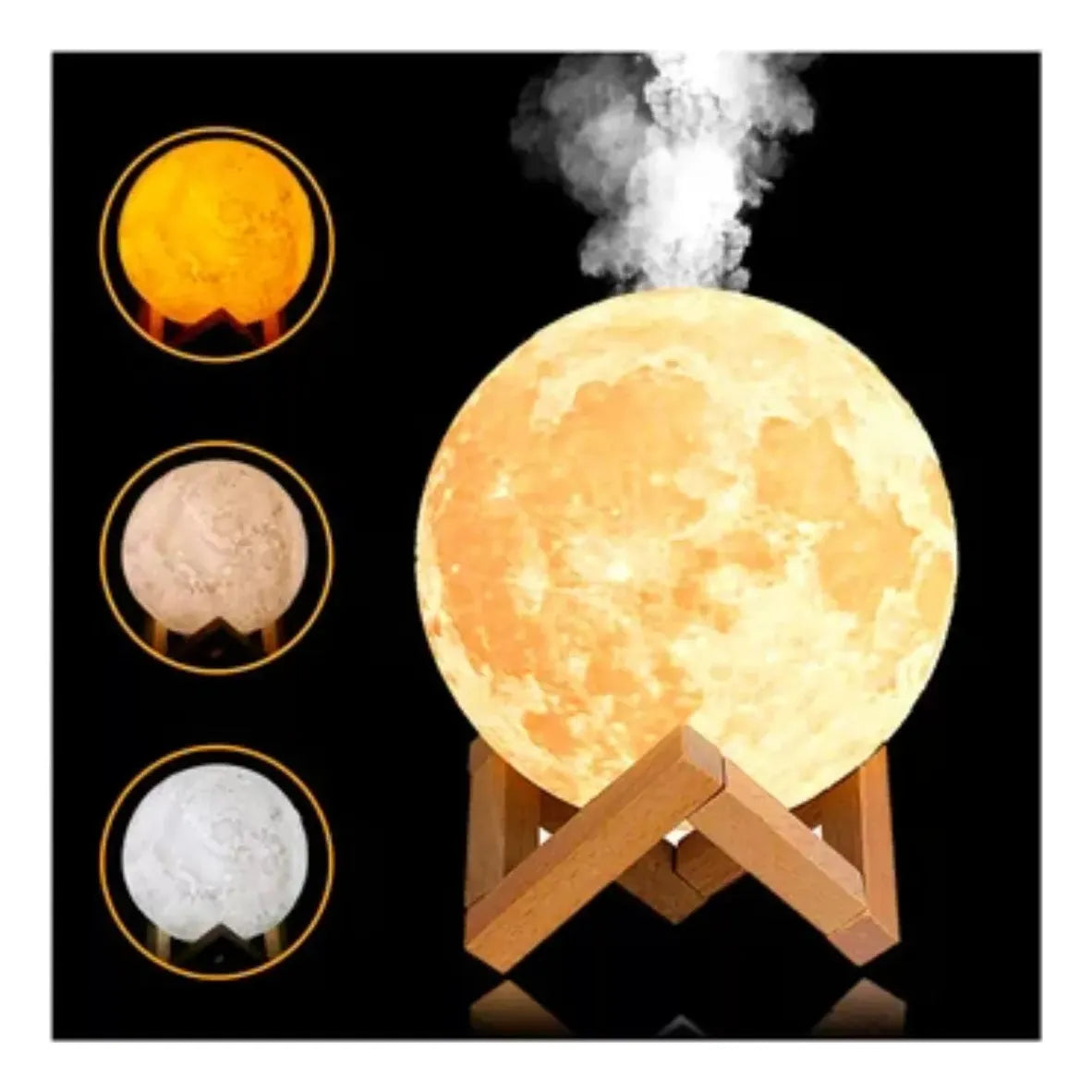 Difusor Lampara Humidificadora Luna 3d + Esencia - Blanco