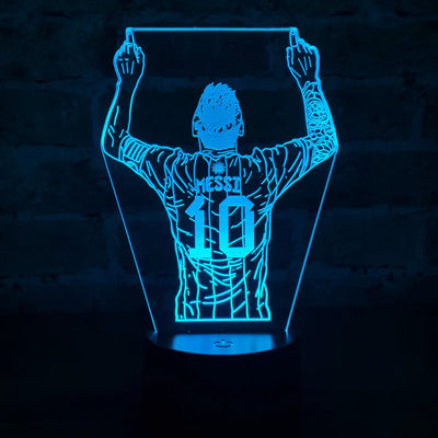 Lámpara Led Messi Fútbol Decoración Regalo Holograma - Negra