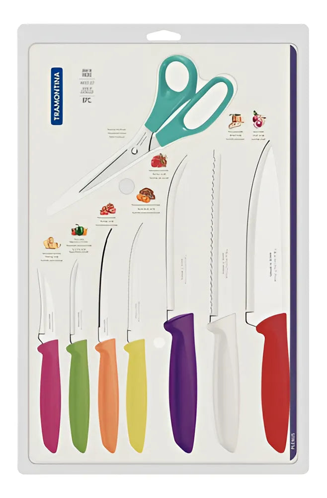Cuchillo de cocina cocina Tramontina Plenus 23498917 multicolor pack x 8 unidades